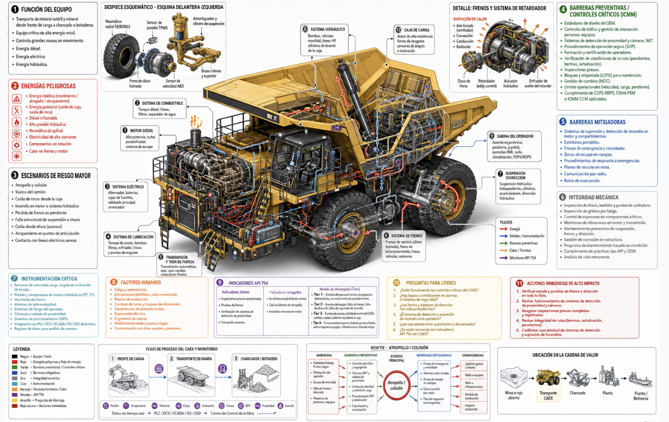 Infografía PSM de Camión Minero CAEX — Minería